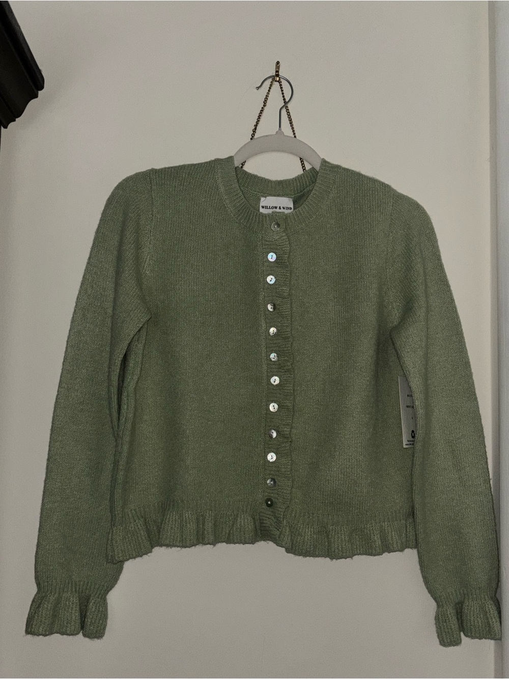 Olive Green Button-Front Women's Cardigan Sweater